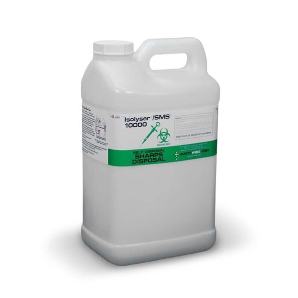 WCM, Inc -Isolyser/SMS Sharps Container 2.7gal White 6-1/2x9x14-1/2" Lid Vertical Drop Plastic Non-Sterile Each, 2 EA/CA SMS10000