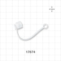 Male Luer Cap, Non-Vented w/Strap, White - 0.205 inch ID Application Loop (5.2 mm) - 17674