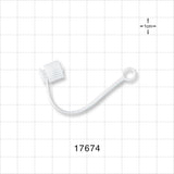 Male Luer Cap, Non-Vented w/Strap, White - 0.205 inch ID Application Loop (5.2 mm) - 17674