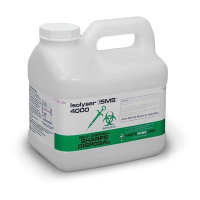 WCM, Inc -Isolyser/SMS Sharps Container 1.5g Wht/Grn 6.5x9x9.5" Scrw Ld Vert Drp Plstc EA, 4 EA/CA SMS4000