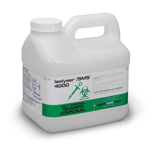 WCM, Inc -Isolyser/SMS Sharps Container 1.5g Wht/Grn 6.5x9x9.5" Scrw Ld Vert Drp Plstc EA, 4 EA/CA SMS4000