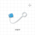 Male Luer Cap, Non-Vented w/Strap, Blue - 0.332 inch ID Application Loop (8.43 mm) - 17677