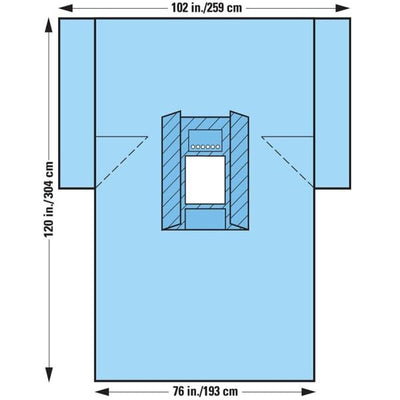 O & M Halyard -120x76x120" Sterile Laparotomy/Cholecystectomy Drape 12-1/2x13" Fenestrated 89225