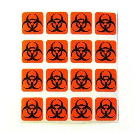 Healthmark Biohazard Labels Autoclavable 1x1 16/Sheet 1 Sheet 1 Sheet - BIO-1X1