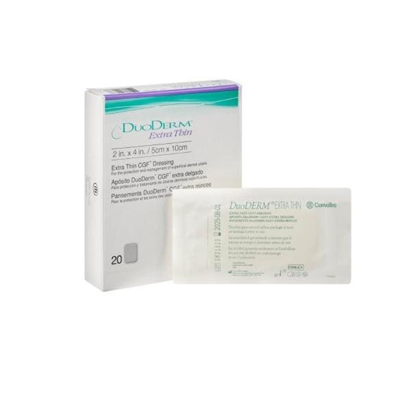 Convatec US DuoDerm Hydrocolloid Dressing 2x4" Sterile Square Extra Thin PU Flm Flsh Abs LF  - 187900