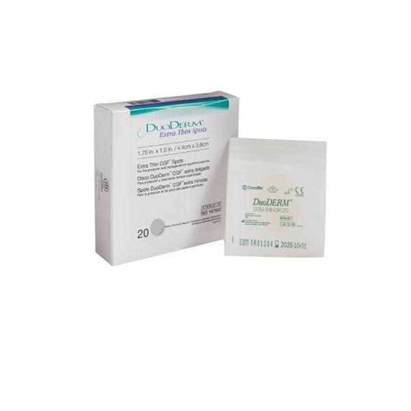 Convatec US DuoDerm Hydrocolloid Dressing 1-3/4x1-1/2" Strl Ovl Spt XThn PU Flm Flsh Abs LF  - 187932