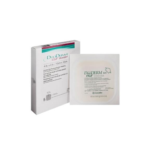 Convatec US DuoDerm CGF Hydrocolloid Dressing 4x4" Sterile Square Adhs Adherent Flsh Abs LF  - 187971