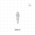 Male Luer Slip, Tubing Port, Clear - 0.157 inch ID / 0.26 inch OD (4 mm/6.6 mm) - 20013