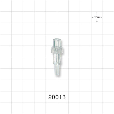 Male Luer Slip, Tubing Port, Clear - 0.157 inch ID / 0.26 inch OD (4 mm/6.6 mm) - 20013