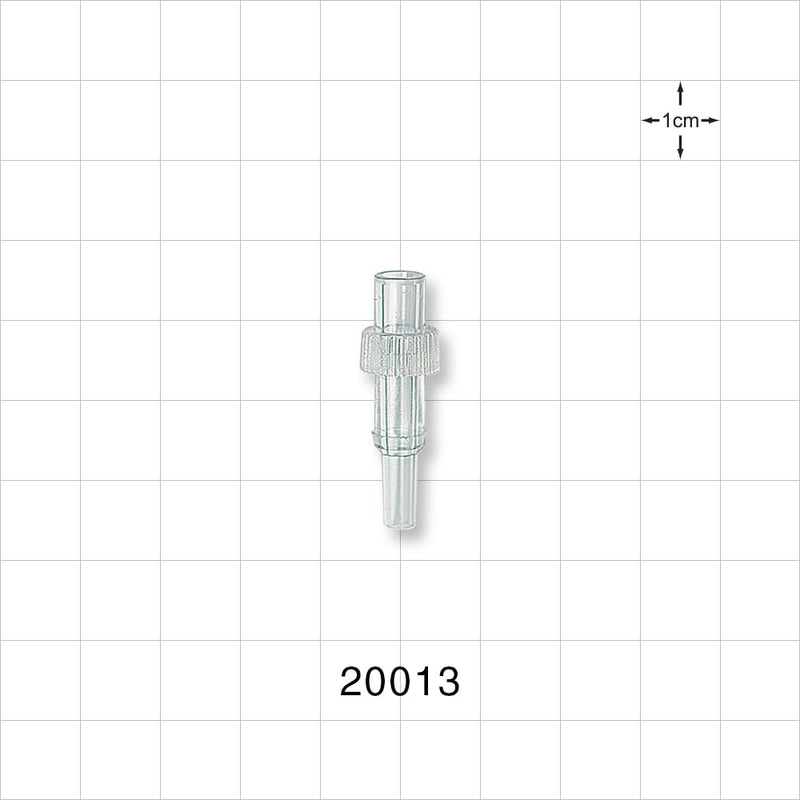 Male Luer Slip, Tubing Port, Clear - 0.157 inch ID / 0.26 inch OD (4 mm/6.6 mm) - 20013