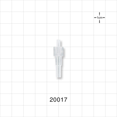 Male Luer Slip, Tubing Port, Clear - 0.125 inch - 0.129 inch OD (3.18 mm - 3.28 mm) - 20017