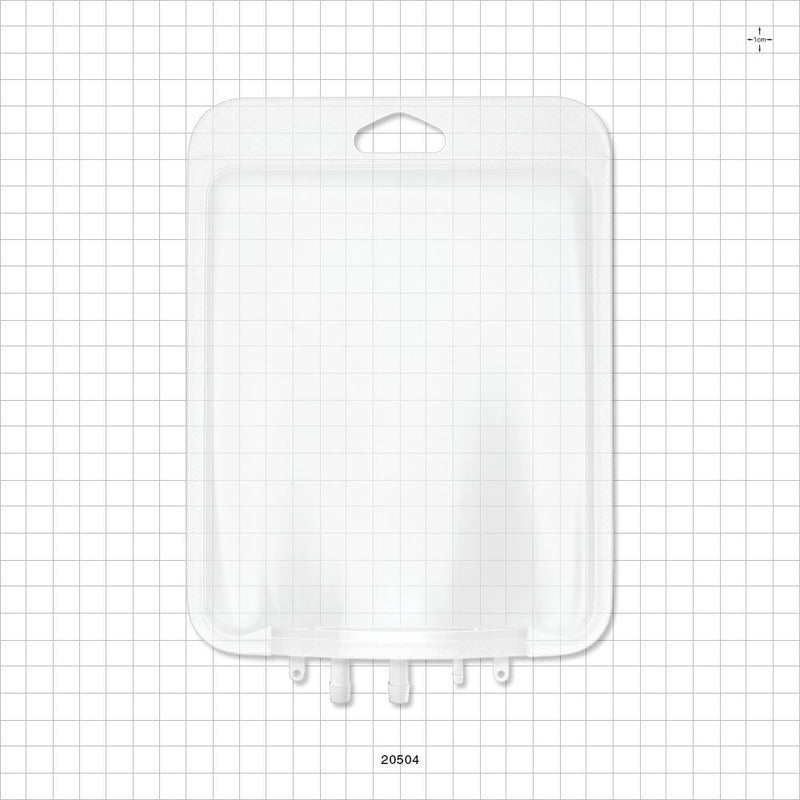 Aramus™ 2D Bag Chamber, 3 Ports, Non-Sterile - 500 ml; 2 Ports Fit 1/4 inch ID Tubing (0.25 inch, 6.35 mm); 1 Port Fits 1/8 inch ID Tubing (0.125 inch, 3.18 mm) - 20504