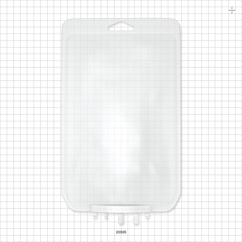 Aramus™ 2D Bag Chamber, 3 Ports, Non-Sterile - 1 Liter; 2 Ports Fit 1/4 inch ID Tubing (0.25 inch, 6.35 mm); 1 Port Fits 1/8 inch ID Tubing (0.125 inch, 3.18 mm) - 20505