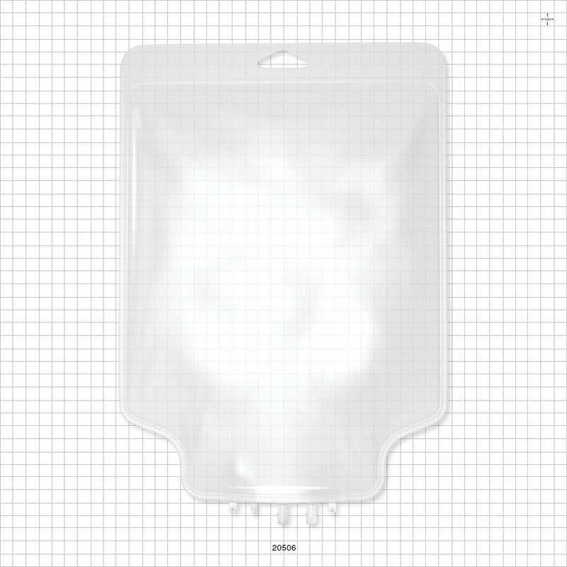 Aramus™ 2D Bag Chamber, 3 Ports, Non-Sterile - 2 Liter; 2 Ports Fit 1/4 inch ID Tubing (0.25 inch, 6.35 mm); 1 Port Fits 1/8 inch ID Tubing (0.125 inch, 3.18 mm) - 20506