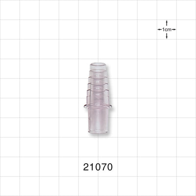 Straight Connector, Reducer, Tubing Port, Stepped, Natural - 0.32 inch ID/0.38 inch OD x 0.33 inch - 0.47 inch OD (8.13 mm/9.65 mm x 8.38 mm - 11.94 mm) - 21070