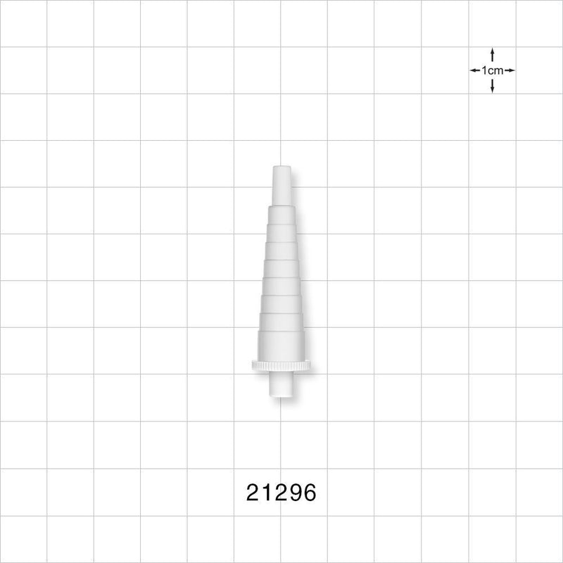 Stepped Connector, White, Male Luer Slip - 0.118 inch ID/0.156 inch–0.378 inch OD (3 mm ID/3.97 mm – 9.6 mm) - 21296