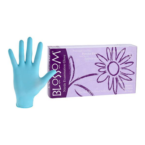 Blossom/Mexpo -Blossom Nitrile Exam Gloves Small Teal Blue Non-Sterile, 10 BX/CA BM 45226-N-PF