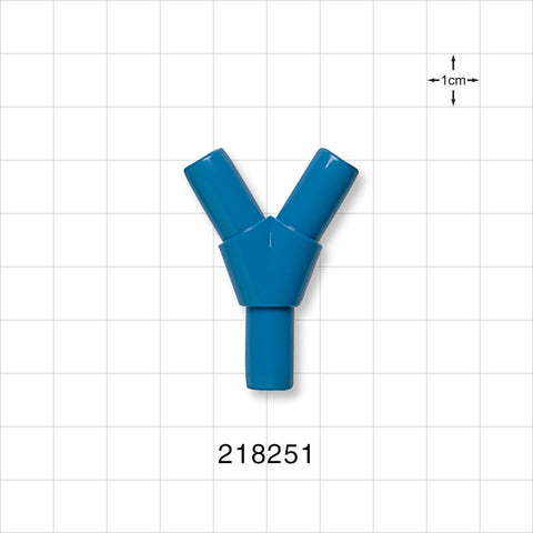 Y Connector, Tubing Ports, Blue - Fits 5/16 inch ID Tubing (0.313 inch, 7.94 mm) - 218251