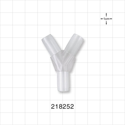 Y Connector, Tubing Ports, Natural - Fits 5/16 inch ID Tubing (0.313 inch, 7.94 mm) - 218252