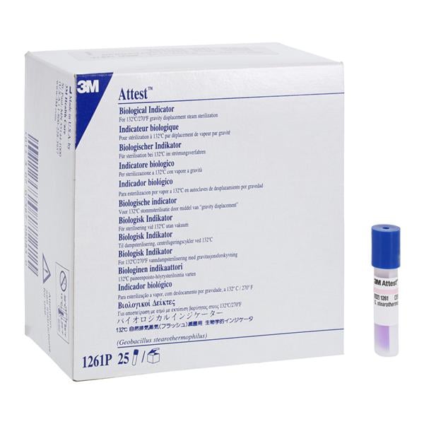 3M Medical Products 3M™ Attest Biological In Office Indicator Steam Ampule 24 Hour 25/Box, 4 BX/CA - 1261P