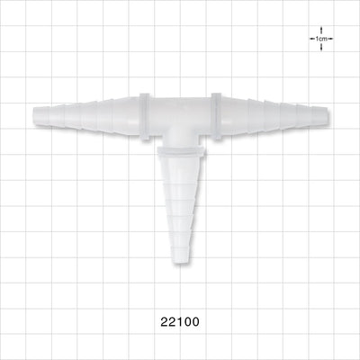 T Connector, Reducer, Barbed, Natural - 0.276 inch - 0.512 inch OD (7 mm - 13 mm) - 22100