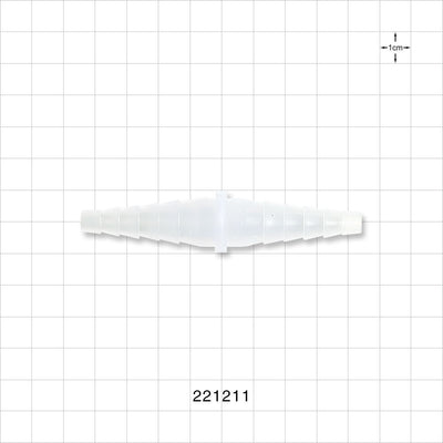 Straight Connector, Barbed, Natural - Fits 1/4 inch - 7/16 inch ID Tubing (0.25 inch - 0.438 inch, 6.35 mm - 11.11 mm) - 221211