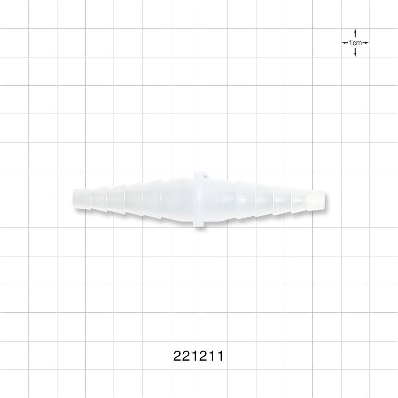 Straight Connector, Barbed, Natural - Fits 1/4 inch - 7/16 inch ID Tubing (0.25 inch - 0.438 inch, 6.35 mm - 11.11 mm) - 221211