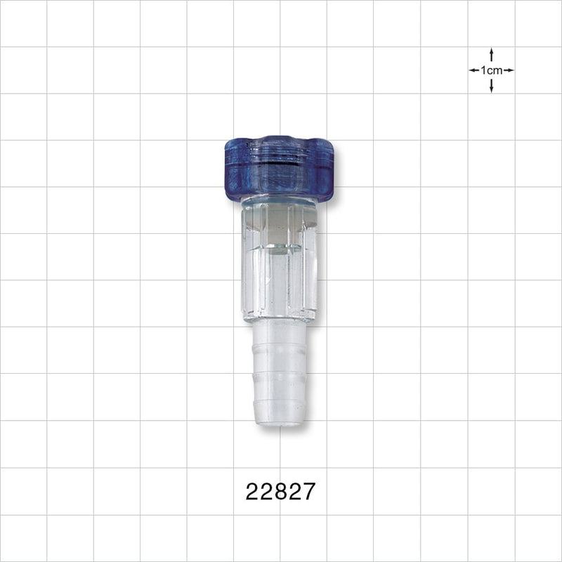 Tuohy Borst Adapter, Barbed - 0 FR - 13 FR (0 inch - 0.17 inch, 0 mm - 4.3 mm); 0.449 inch - 0.472 inch OD Barb (11.4 mm - 11.9 mm) - 22827