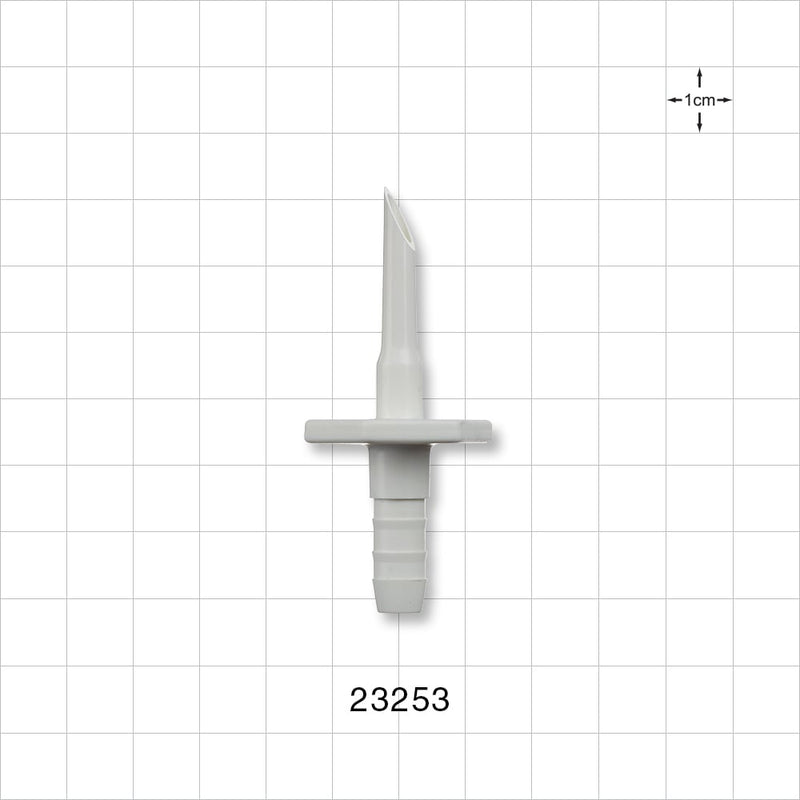 Spike, Non-Vented, Barb Connector - Fits 1/4 inch ID Tubing (0.25 inch, 6.35 mm) - 23253