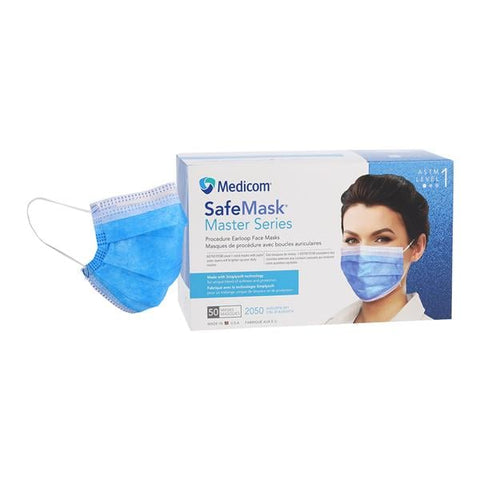 Medicom SafeMask Master Series Procedure Mask ASTM Level 1 August Sky Adult 50/Bx, 10 BX/CA - 2050