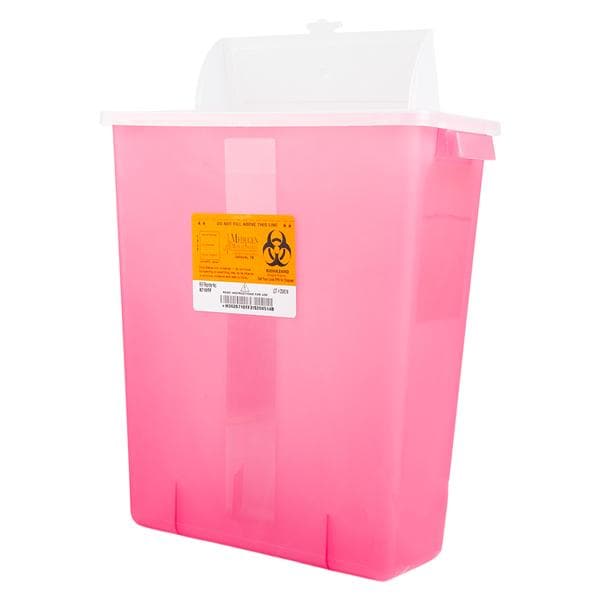 Medegen Medical Products, LLC -Sharps Container 3gal Translucent/Red/Black 12-1/2x13-1/2x6" Flat Lockable Sliding Lid Polypropylene Large Stackable Each, 12 EA/CA MDG 8710TF