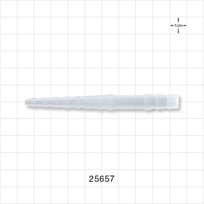 Straight Connector, Reducer, Barbed, Natural - Fits 1/4 inch x 3/16 inch - 11/32 inch ID Tubing (0.25 inch x 0.188 inch - 0.343 inch, 6.35 mm x 4.76 mm - 8.71 mm) - 25657