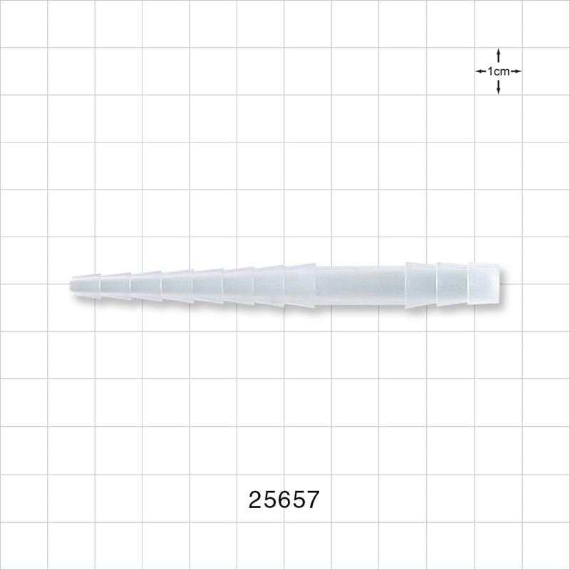 Straight Connector, Reducer, Barbed, Natural - Fits 1/4 inch x 3/16 inch - 11/32 inch ID Tubing (0.25 inch x 0.188 inch - 0.343 inch, 6.35 mm x 4.76 mm - 8.71 mm) - 25657