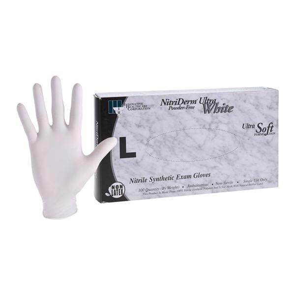Innovative Health Care -NitriDerm Ultra White Nitrile Exam Gloves Large White Non-Sterile, 10 BX/CA 167300