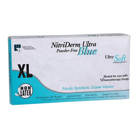 Innovative Health Care -NitriDerm Ultra Blue Nitrile Exam Gloves X-Large Light Blue Non-Sterile Chemo Tested, 10 BX/CA 157350