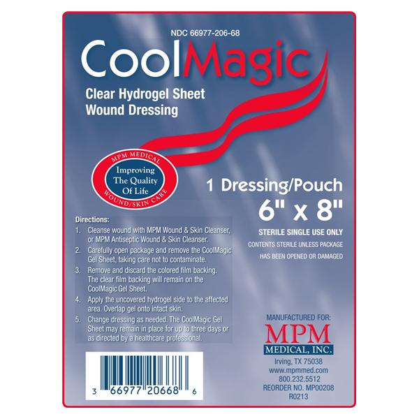 MPM Medical CoolMagic Hydrogel Hydrogel Dressing 6x8" Sterile Rectangle Clear LF  - MP00208