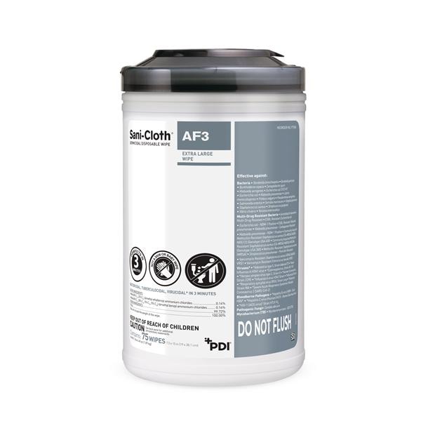 PDI Professional Disposables Sani-Cloth AF3 Germicidal Wipes X-Large Canister 75/Pk, 6 PK/CA - P72584