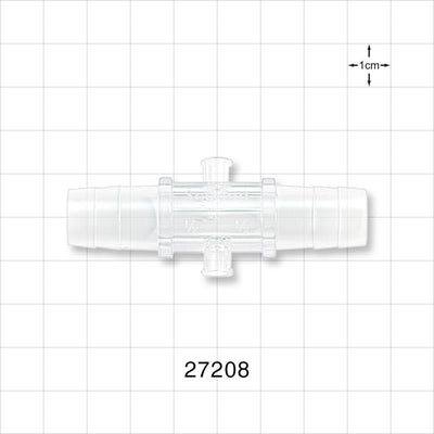 Straight Connector, Barbed, Female Luer Lock Side Port, Natural - Fits 1/2 inch ID Tubing (0.5 inch; 12.7 mm) - 27208