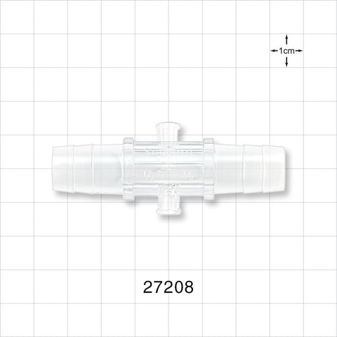 Straight Connector, Barbed, Female Luer Lock Side Port, Natural - Fits 1/2 inch ID Tubing (0.5 inch; 12.7 mm) - 27208