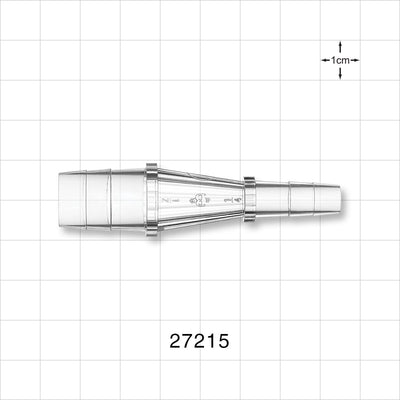 Straight Connector, Reducer, Barbed, Natural - Fits 1/2 inch x 1/4 inch ID Tubing (0.5 inch x 0.25 inch, 12.7 mm X 6.35 mm) - 27215