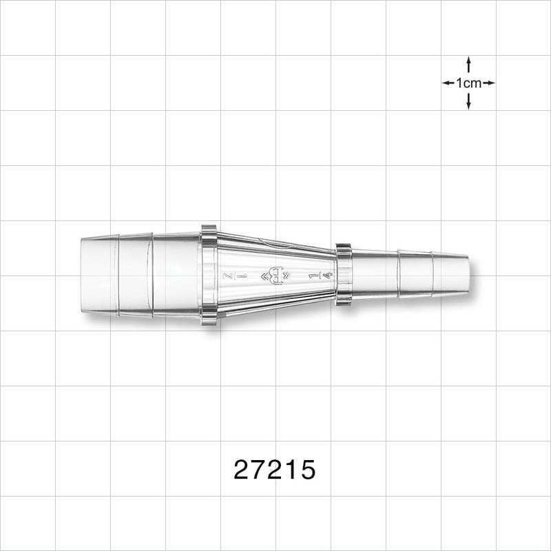 Straight Connector, Reducer, Barbed, Natural - Fits 1/2 inch x 1/4 inch ID Tubing (0.5 inch x 0.25 inch, 12.7 mm X 6.35 mm) - 27215