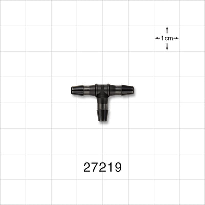 T Connector, Barbed, Black - Fits 1/8 inch ID Tubing (0.125 inch, 3.18 mm) - 27219