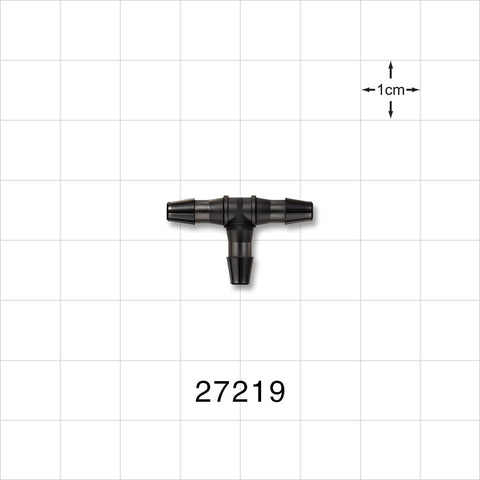 T Connector, Barbed, Black - Fits 1/8 inch ID Tubing (0.125 inch, 3.18 mm) - 27219