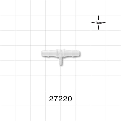 T Connector, Reducer, Barbed, White - Fits 1/8 inch ID Tubing x 1/16 inch ID Tubing (0.125 inch x 0.063 inch,  3.18 mm x 1.59 mm) - 27220