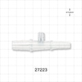 Straight Connector, Reducer, Barbed, Female Luer Lock Side Port, Clear - Fits 3/8 inch x 1/4 inch ID Tubing (0.375 inch x 0.25 inch, 9.53 mm x 6.35 mm) - 27223