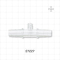 Straight Connector, Barbed, Female Luer Lock Side Port, Clear - Fits 3/8 inch ID Tubing (0.375 inch, 9.53 mm) - 27227