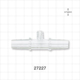 Straight Connector, Barbed, Female Luer Lock Side Port, Clear - Fits 3/8 inch ID Tubing (0.375 inch, 9.53 mm) - 27227