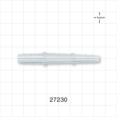 Straight Connector, Reducer, Barbed, Clear - Fits 1/4 inch x 3/16 inch ID Tubing (0.25 inch x 0.188 inch, 6.35 mm x 4.76 mm) - 27230