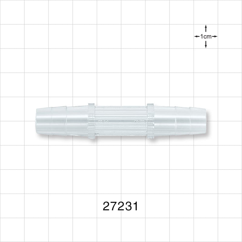 Straight Connector, Barbed, Natural - Fits 3/8 inch ID Tubing (0.375 inch, 9.53 mm) - 27231