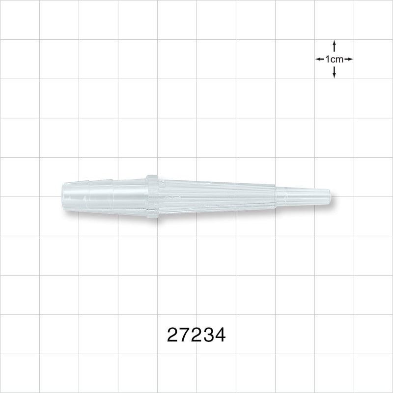 Straight Connector, Reducer, Barbed, Male Luer Slip, Natural - Fits 1/4 inch ID Tubing (0.25 inch, 6.35 mm) - 27234